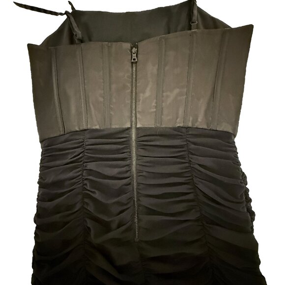 Alice + Olivia Alex Corset Dress Sz 4 Black Mesh Overlay Adjustable Straps - Picture 3 of 7